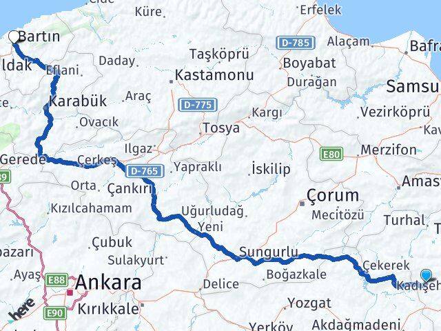 Tokat Sulusaray Bartın Arası Kaç Km - Yol Haritası