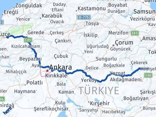 Tokat Sulusaray Bolu Arası Kaç Km - Yol Haritası