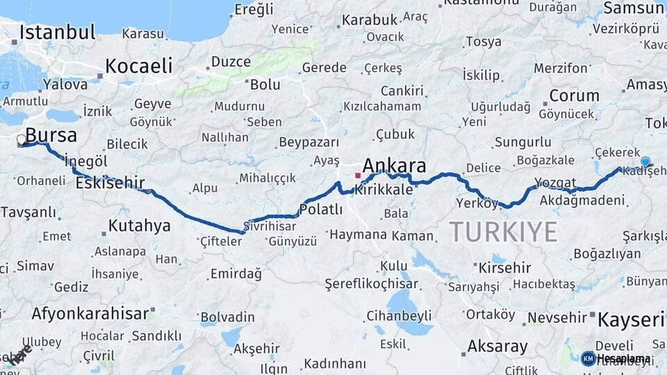 Sulusaray Bursa Arası Kaç Km - Yol Tarifi