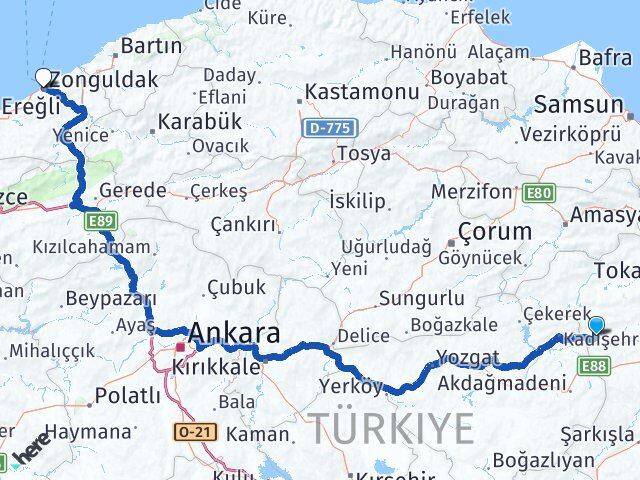 Tokat Sulusaray Zonguldak Arası Kaç Km - Yol Haritası