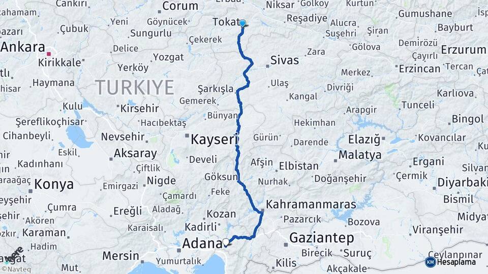 Tokat Tokat Havalimanı Arası Kaç Km - Yol Haritası