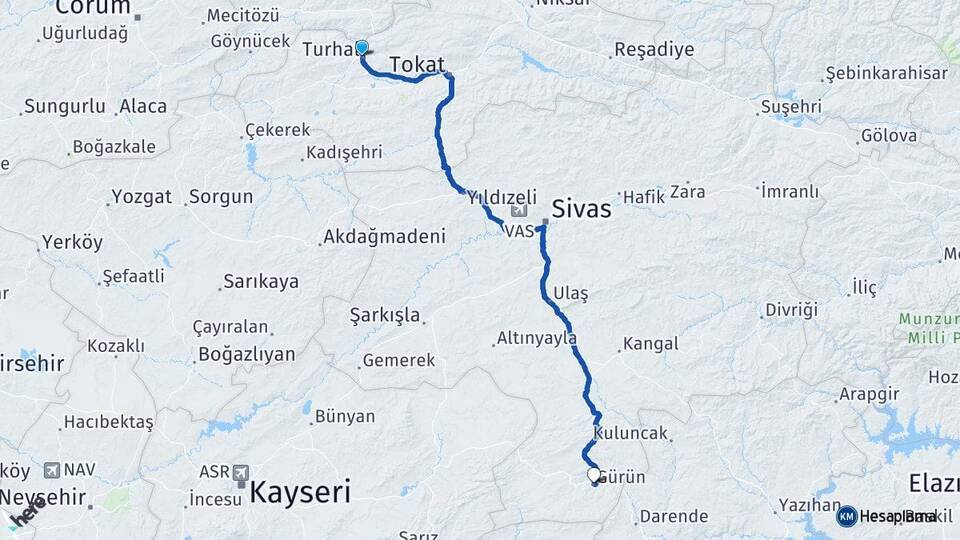 Turhal Tokat Havalimanı Arası Kaç Km - Yol Tarifi
