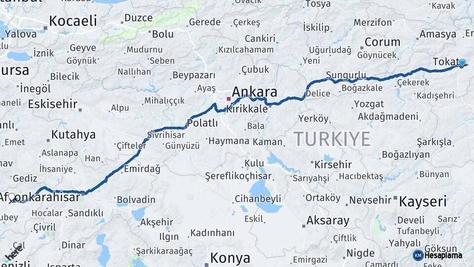 Tokat Uşak Arası Kaç Km - Yol Haritası