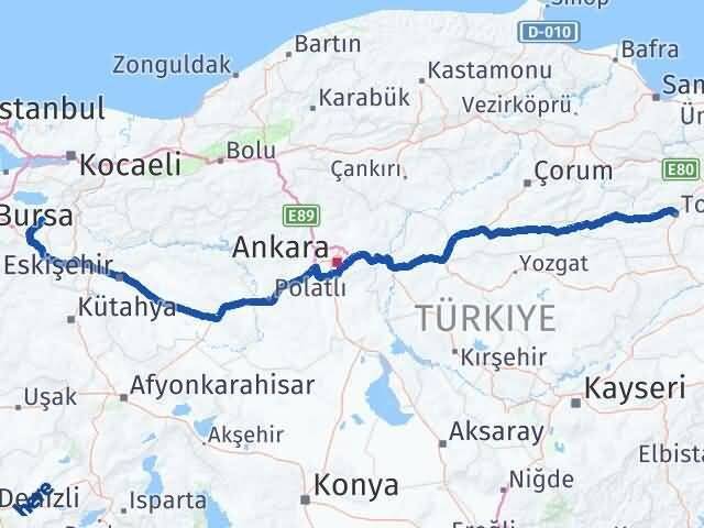 Tokat Yenişehir Bursa Arası Kaç Km - Yol Haritası