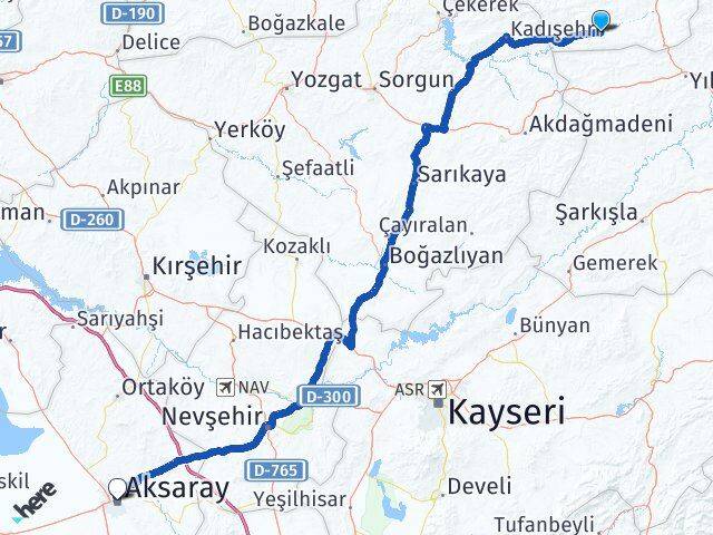 Tokat Yeşilyurt Aksaray Arası Kaç Km - Yol Haritası