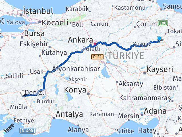 Yeşilyurt Denizli Arası Kaç Km - Yol Tarifi