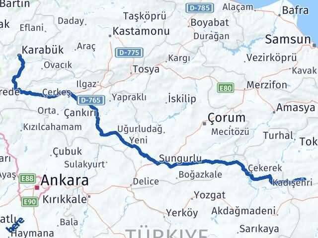 Yeşilyurt Karabük Arası Kaç Km - Yol Tarifi