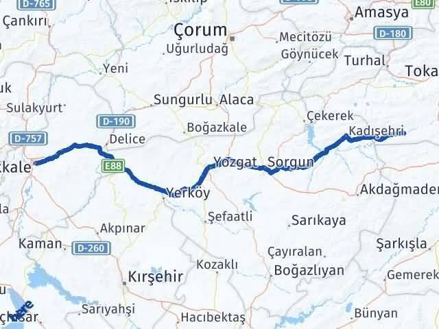Tokat Yeşilyurt Kırıkkale Arası Kaç Km - Yol Haritası