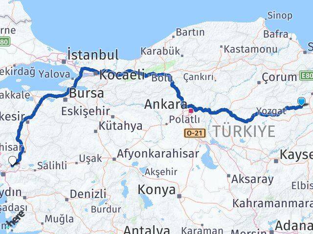 Tokat Yeşilyurt Manisa Arası Kaç Km - Yol Haritası