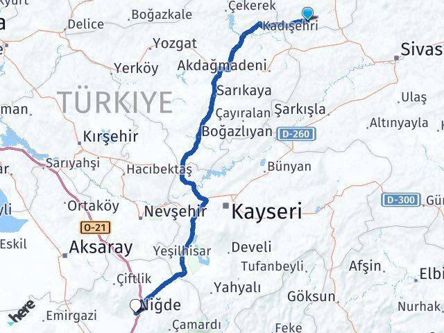 Yeşilyurt Niğde Arası Kaç Km - Yol Tarifi