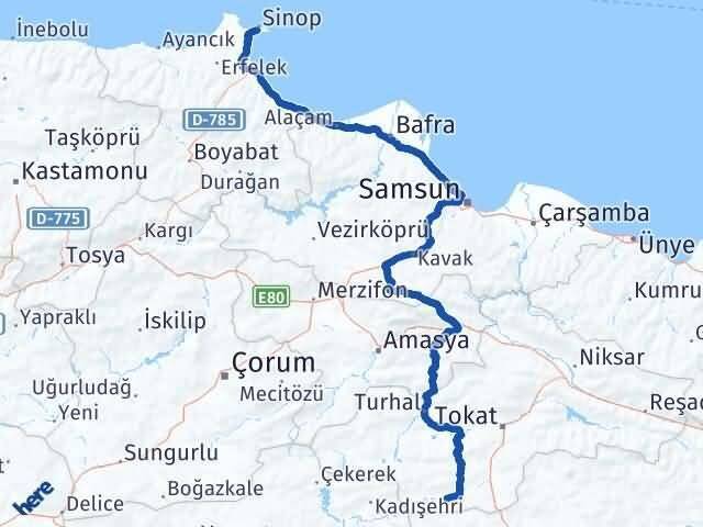 Yeşilyurt Sinop Arası Kaç Km - Yol Tarifi