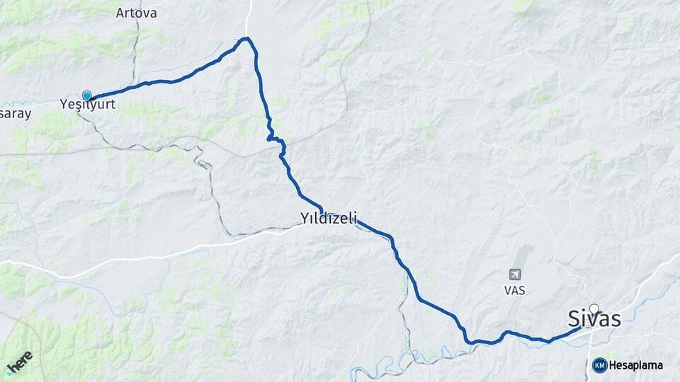 Yeşilyurt Sivas Arası Kaç Km - Yol Tarifi