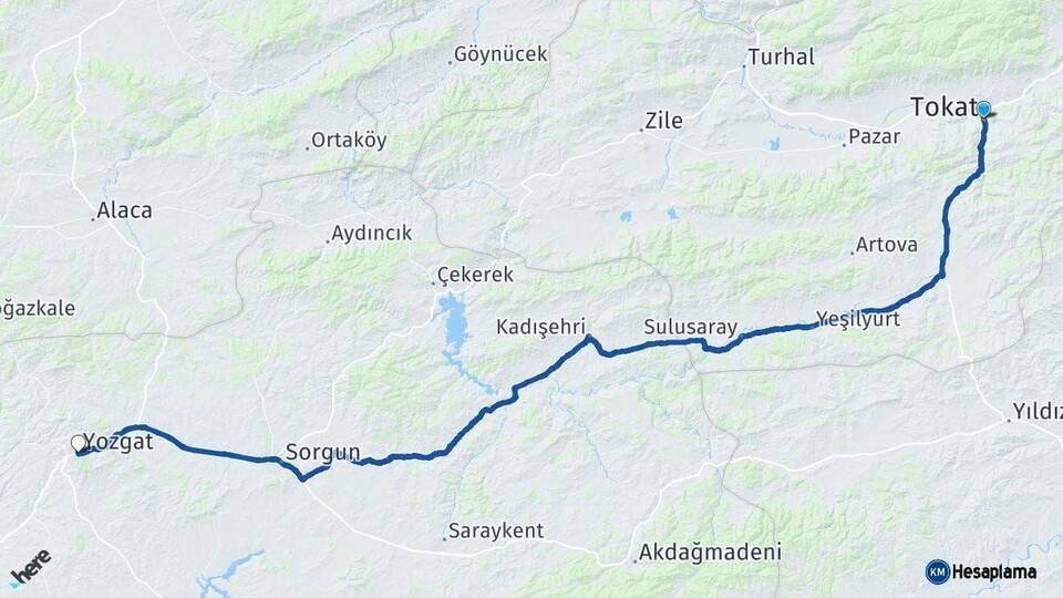 Tokat Yozgat Arası Kaç Km - Yol Haritası
