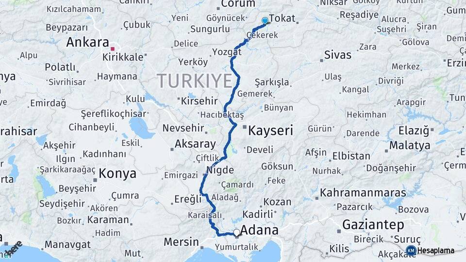 Tokat Zile Adana Arası Kaç Km - Yol Haritası