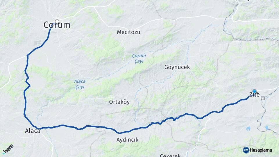 Tokat Zile Çorum Arası Kaç Km - Yol Haritası