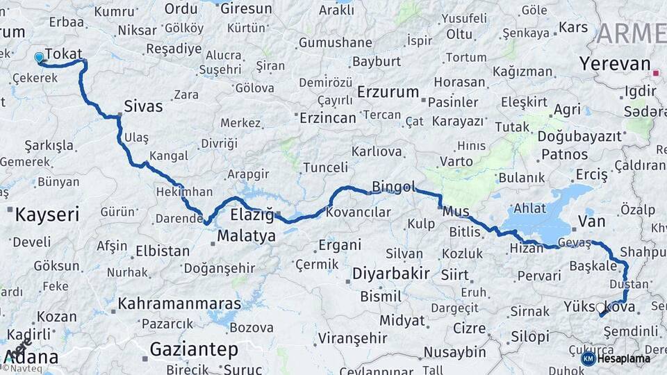 Zile Hakkari Arası Kaç Km - Yol Tarifi