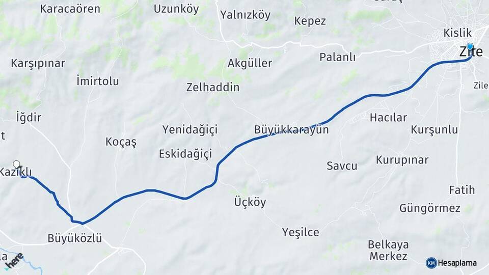 Tokat Zile Kazıklı Zile Arası Kaç Km - Yol Haritası