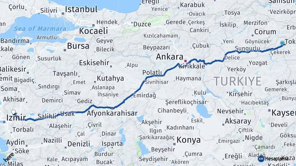 Tokat Zile Manisa Arası Kaç Km - Yol Haritası