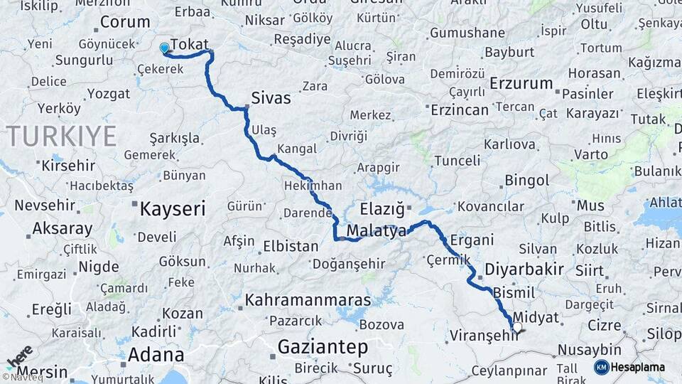 Tokat Zile Mardin Arası Kaç Km - Yol Haritası