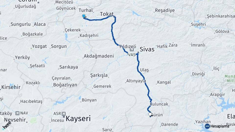 Zile Tokat Havalimanı Arası Kaç Km - Yol Tarifi