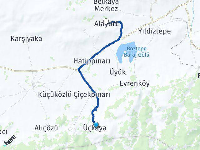 Üçkaya Alayurt Arası Kaç Km - Yol Tarifi