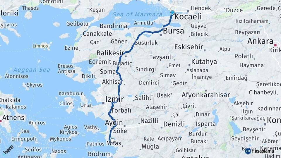 Topçular Feribot İskelesi Akbük Arası Kaç Km - Yol Tarifi