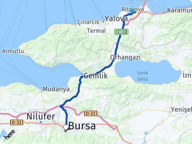 Topçular Feribot İskelesi Bursa Arası Kaç Km - Yol Tarifi