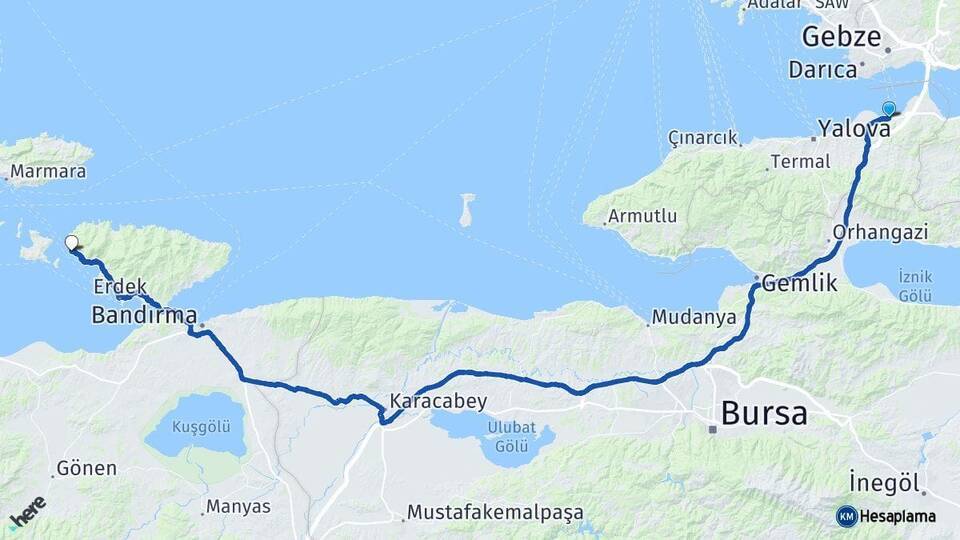 Topçular Feribot İskelesi Narlı Arası Kaç Km - Yol Tarifi