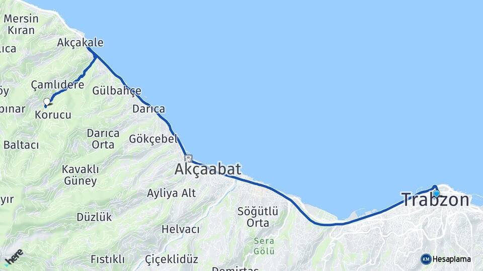 Trabzon Adacık Akçaabat Arası Kaç Km - Yol Haritası