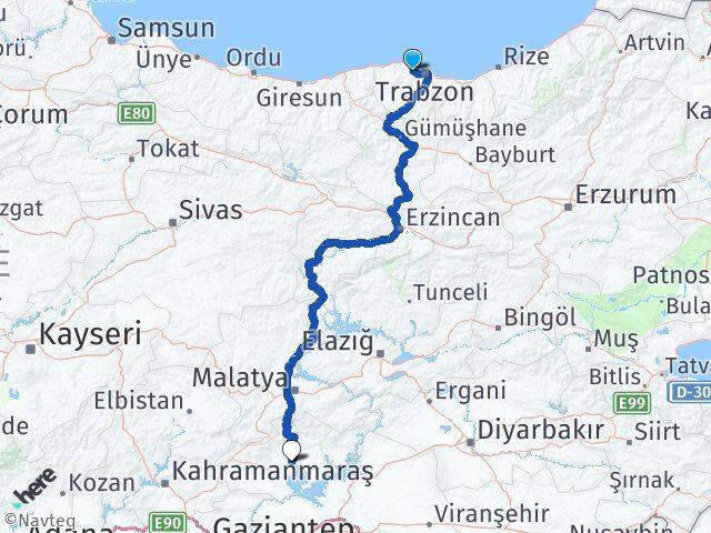 Trabzon Akçaabat Adıyaman Arası Kaç Km - Yol Haritası