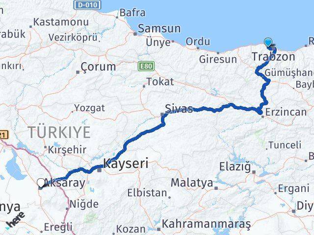 Trabzon Akçaabat Aksaray Arası Kaç Km - Yol Haritası