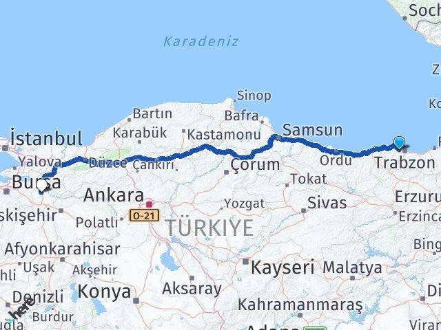Trabzon Akçaabat Bilecik Arası Kaç Km - Yol Haritası