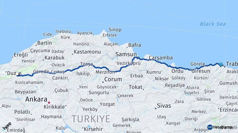 Trabzon Akçaabat Bolu Arası Kaç Km - Yol Haritası