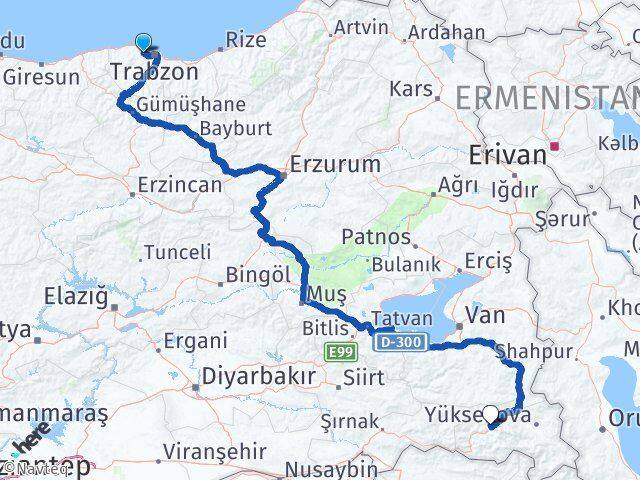 Trabzon Akçaabat Hakkari Arası Kaç Km - Yol Haritası