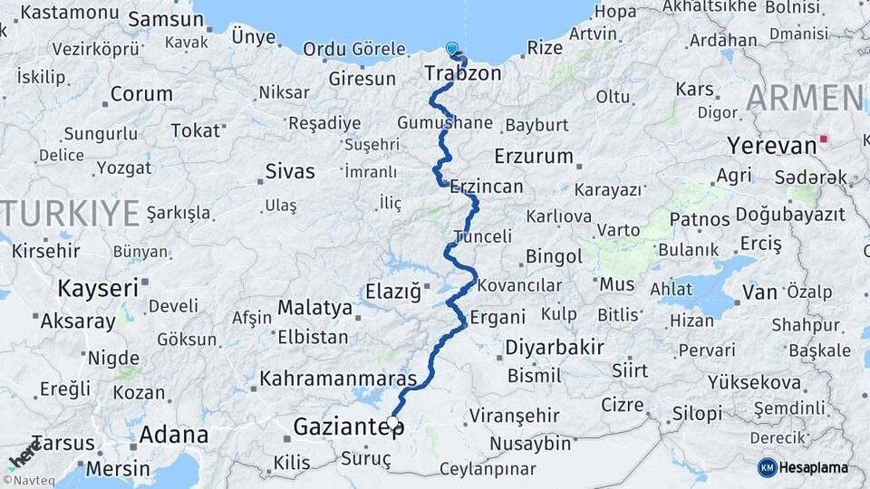 Trabzon Akçaabat Şanlıurfa Arası Kaç Km - Yol Haritası