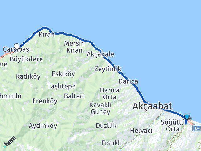 Yıldızlı Çarşıbaşı Arası Kaç Km - Yol Tarifi