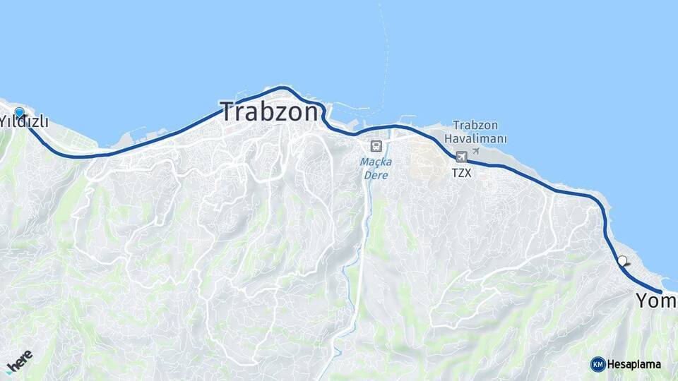 Yıldızlı Kaşüstü Arası Kaç Km - Yol Tarifi