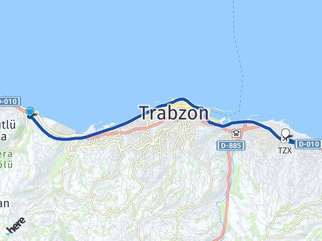 Yıldızlı Trabzon Havalimanı Arası Kaç Km - Yol Tarifi