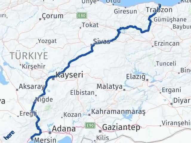 Trabzon Akdeniz Mersin Arası Kaç Km - Yol Haritası