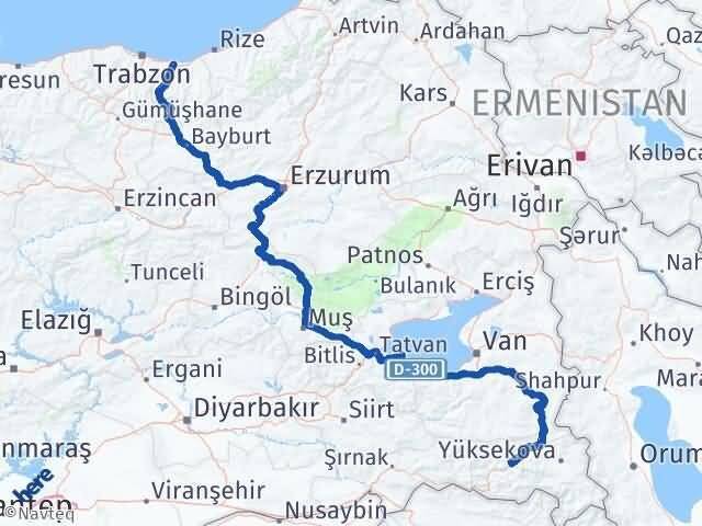 Trabzon Araklı Hakkari Arası Kaç Km - Yol Haritası