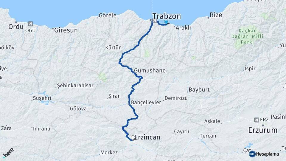 Arsin Erzincan Arası Kaç Km - Yol Tarifi