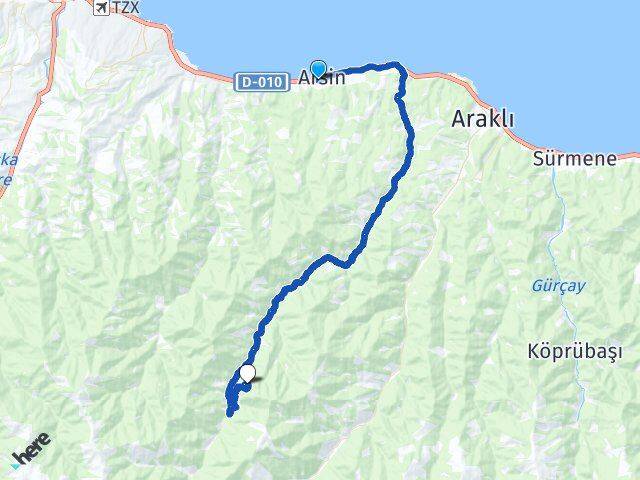 Trabzon Arsin Yolaç Arsin Arası Kaç Km - Yol Haritası