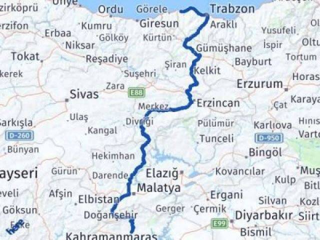 Trabzon Beşikdüzü Adıyaman Arası Kaç Km - Yol Haritası
