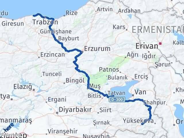 Trabzon Beşikdüzü Hakkari Arası Kaç Km - Yol Haritası