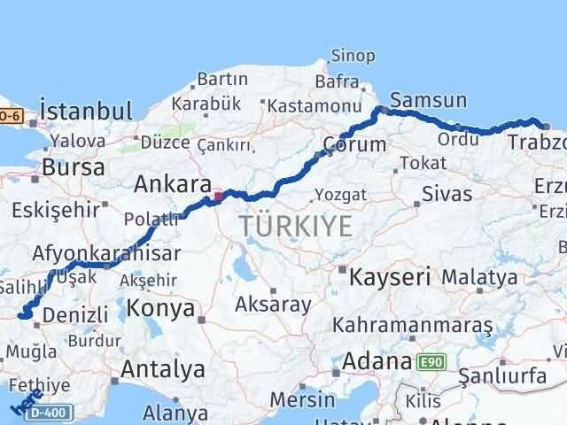 Trabzon Buharkent Aydın Arası Kaç Km - Yol Haritası