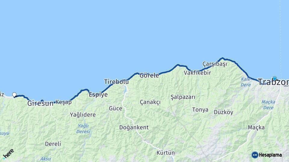 Trabzon Bulancak Giresun Arası Kaç Km - Yol Haritası