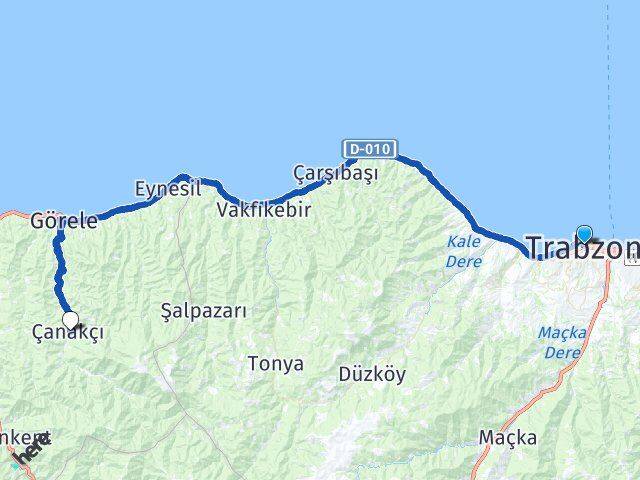 Trabzon Çanakçı Giresun Arası Kaç Km - Yol Haritası