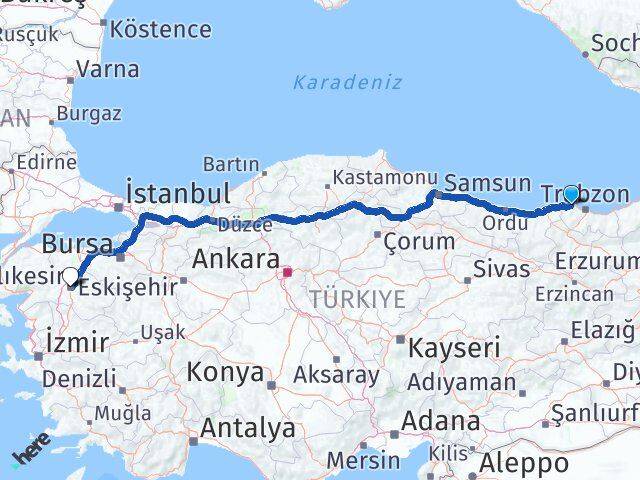 Çarşıbaşı Balıkesir Arası Kaç Km - Yol Tarifi