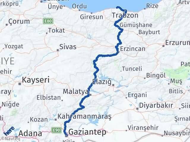Çarşıbaşı Gaziantep Arası Kaç Km - Yol Tarifi