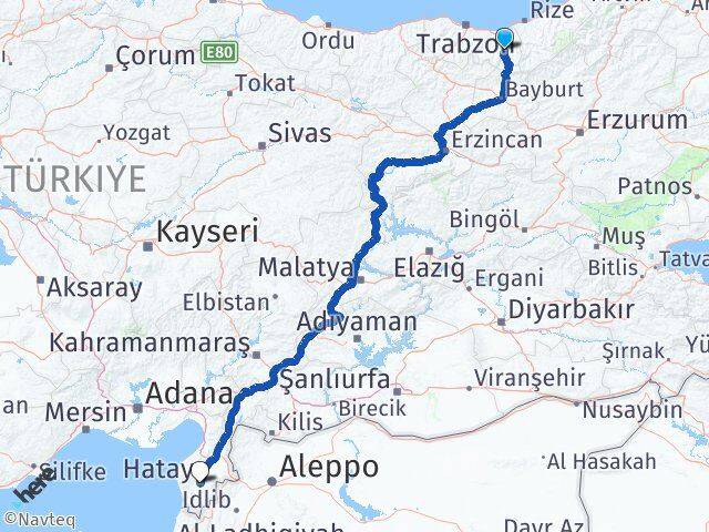 Trabzon Çaykara Hatay Arası Kaç Km - Yol Haritası